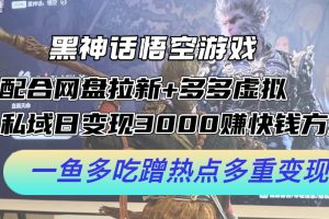 【2024.08.26】黑神话悟空游戏配合网盘拉新+多多虚拟+私域日变现3000+赚快钱方法百度网盘免费下载-芽米宝库