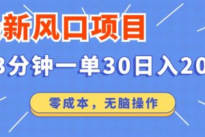 【2024.08.24】最新风口项目操作，3分钟一单30。日入2000左右，零成本，无脑操作百度网盘免费下载-芽米宝库
