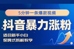 【2024.08.24】抖音暴力涨粉野路子，五分钟一条视频，适合新手小白!百度网盘免费下载-芽米宝库