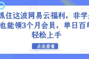 【2024.08.24】抓住这波网易云福利，非学生也能领3个月会员，单日百单轻松上手百度网盘免费下载-芽米宝库