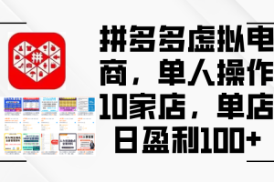 【2024.08.23】拼多多虚拟电商，单人操作10家店，单店日盈利100+百度网盘免费下载-芽米宝库