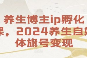 【2024.08.23】养生博主ip孵化课，2024养生自媒体起号变现百度网盘免费下载-芽米宝库