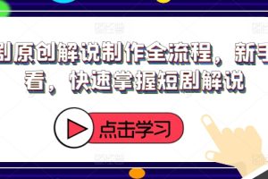 【2024.08.22】短剧原创解说制作全流程，新手必看，快速掌握短剧解说百度网盘免费下载-芽米宝库