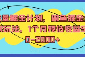 【2024.08.20】流量掘金计划，闲鱼掘金全案玩法，1个月预估收益500-2000+百度网盘免费下载-芽米宝库