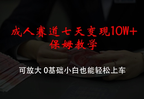 图片[1]-【2024.08.20】成人赛道七天变现10W+保姆教学，可放大，0基础小白也能轻松上车百度网盘免费下载-芽米宝库