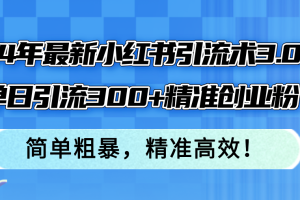 【2024.08.20】24年最新小红书引流术3.0，单日引流300+精准创业粉，简单粗暴，精准高效百度网盘免费下载-芽米宝库