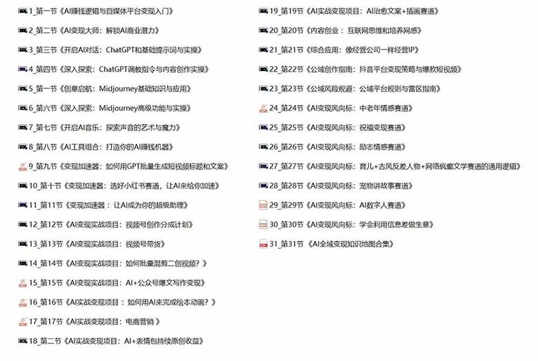 图片[5]-【2024.08.17】AI全面变现实操班：从0到1引领你赚取副业首桶金 AI工具玩法/实战技能/变现百度网盘免费下载-芽米宝库