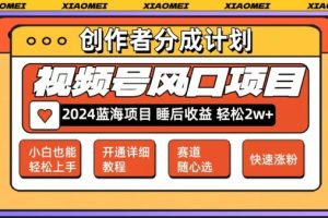 【2024.08.16】【老人言赛道领域】视频号最新爆火赛道，0粉新号条条过原创热门，小白轻松易上手百度网盘免费下载-芽米宝库