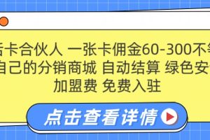 【2024.08.15】电话卡合伙人，一张卡佣金60-300不等，0加盟费， 搭建属于自己的分销商城，自动结算百度网盘免费下载-芽米宝库