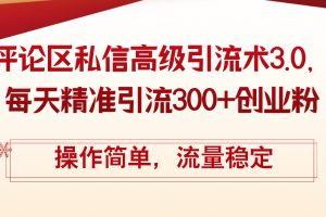 【2024.08.15】评论区私信高级引流术3.0，每天精准引流300+创业粉，操作简单，流量稳定百度网盘免费下载-芽米宝库
