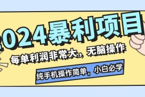 【2024.08.14】2024暴利项目，每单利润非常大，无脑操作，纯手机操作简单，小白必学项目百度网盘免费下载-芽米宝库