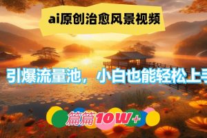 【2024.08.13】ai原创治愈风景视频，引爆流量池，小白也能轻松上手，篇篇10w+百度网盘免费下载-芽米宝库