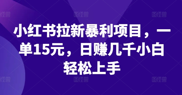 图片[1]-【2024.08.12】小红书拉新暴利项目，一单15元，日赚几千小白轻松上手百度网盘免费下载-芽米宝库