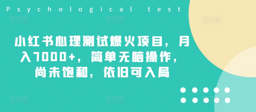 图片[1]-【2024.08.12】小红书心理测试爆火项目，月入7000+，简单无脑操作，尚未饱和，依旧可入局百度网盘免费下载-芽米宝库