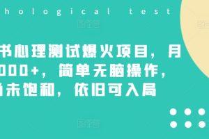 【2024.08.12】小红书心理测试爆火项目，月入7000+，简单无脑操作，尚未饱和，依旧可入局百度网盘免费下载-芽米宝库