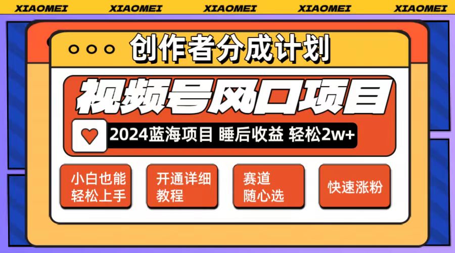 图片[1]-【2024.08.11】微信视频号大风口项目 轻松月入2w+ 多赛道选择，可矩阵，玩法简单轻松上手百度网盘免费下载-芽米宝库