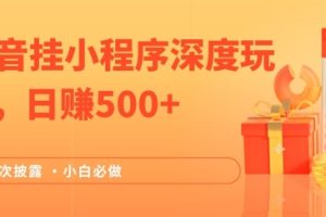 【2024.08.11】2024全网首次披露，抖音挂小程序深度玩法，日赚500+，简单、稳定，带渠道收入，小白必做百度网盘免费下载-芽米宝库