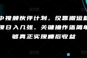 【2024.08.08】微信中视频伙伴计划，仅靠搬运就能轻松实现日入几张，关键操作还简单，能够真正实现睡后收益百度网盘免费下载-芽米宝库