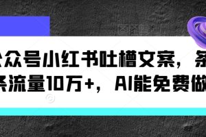 【2024.08.07】公众号小红书吐槽文案，条条流量10万+，AI能免费做百度网盘免费下载-芽米宝库