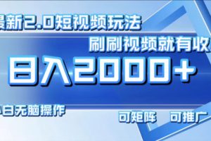 【2024.08.07】最新短视频2.0玩法，刷刷视频就有收益.小白无脑操作，日入2000+百度网盘免费下载-芽米宝库