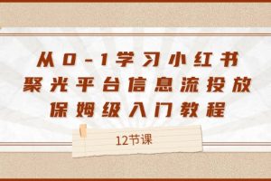【2024.08.07】从0-1学习小红书 聚光平台信息流投放，保姆级入门教程（12节课）百度网盘免费下载-芽米宝库
