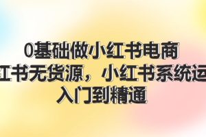 【2024.08.04】0基础做小红书电商，小红书无货源，小红书系统运营，入门到精通 (70节)百度网盘免费下载-芽米宝库
