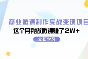 【2024.08.04】商业微课制作实战变现项目，这个月我做微课赚了2W+百度网盘免费下载-芽米宝库