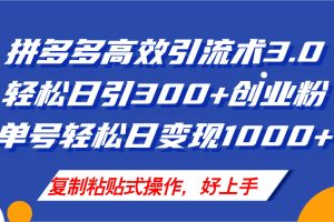 【2024.08.02】拼多多店铺引流技术3.0，日引300+付费创业粉，单号轻松日变现1000+百度网盘免费下载-芽米宝库