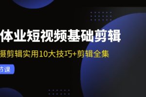 【2024.08.02】实体业短视频基础剪辑：拍摄剪辑实用10大技巧+剪辑全集（29节）百度网盘免费下载-芽米宝库