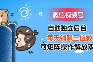 【2024.08.01】微信视频号自助独立后台每天躺赚三位数可矩阵操作解放双手百度网盘免费下载-芽米宝库