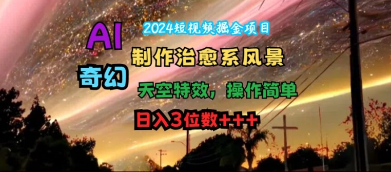 图片[1]-【2024.08.01】2024短视频掘金项目，AI制作治愈系风景，奇幻天空特效，操作简单，日入3位数百度网盘免费下载-芽米宝库