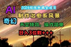 【2024.08.01】2024短视频掘金项目，AI制作治愈系风景，奇幻天空特效，操作简单，日入3位数百度网盘免费下载-芽米宝库