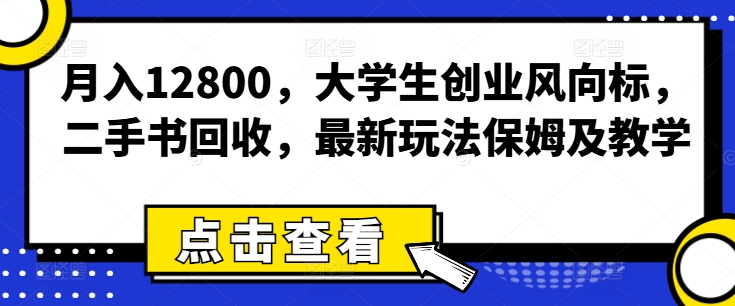 图片[1]-【2024.07.31】月入12800，大学生创业风向标，二手书回收，最新玩法保姆级教学百度网盘免费下载-芽米宝库