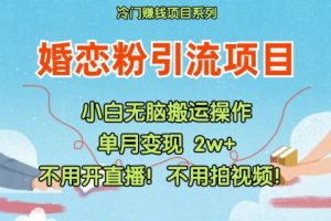 【2024.07.31】小红书婚恋粉引流，不用开直播，不用拍视频，不用做交付百度网盘免费下载-芽米宝库