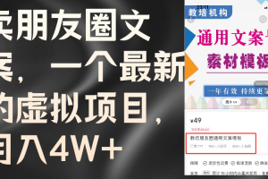 【2024.07.31】卖朋友圈文案，一个最新的虚拟项目，月入4W+（教程+素材）百度网盘免费下载-芽米宝库