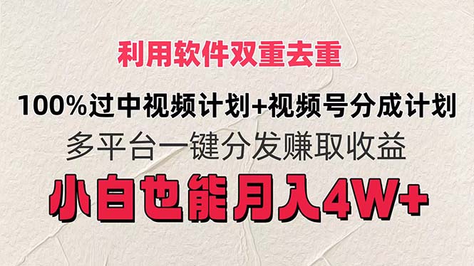 图片[1]-【2024.07.30】利用软件双重去重，100%过中视频+视频号分成计划小白也可以月入4W+百度网盘免费下载-芽米宝库