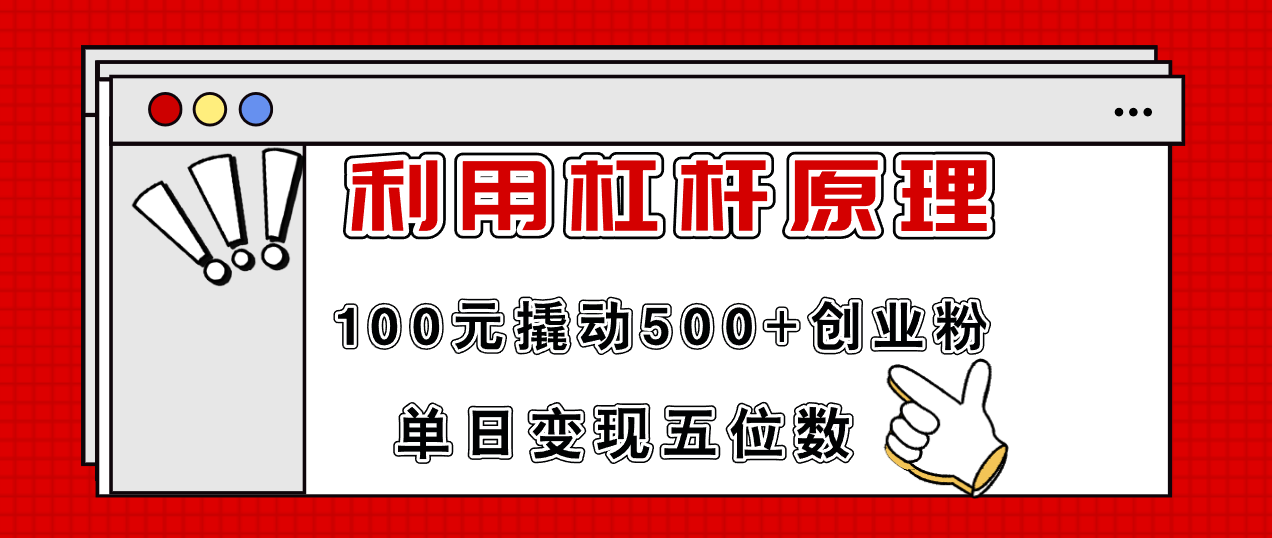 图片[1]-【2024.07.30】利用杠杆100元撬动500+创业粉，单日变现5位数百度网盘免费下载-芽米宝库