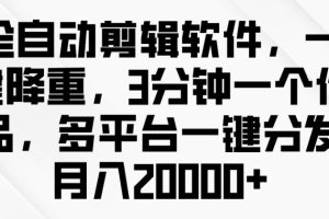 【2024.07.30】全自动剪辑软件，一键降重，3分钟一个作品，多平台一键分发月入2w+百度网盘免费下载-芽米宝库