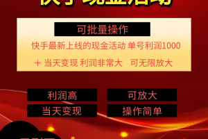 【2024.07.28】快手新活动项目！单账号利润1000+ 非常简单【可批量】（项目介绍＋项目实操）百度网盘免费下载-芽米宝库