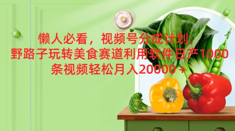 图片[1]-【2024.07.28】懒人必看，视频号分成计划，野路子玩转美食赛道利用软件，日产100条视频百度网盘免费下载-芽米宝库