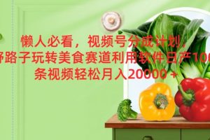 【2024.07.28】懒人必看，视频号分成计划，野路子玩转美食赛道利用软件，日产100条视频百度网盘免费下载-芽米宝库