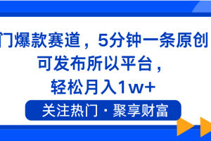 【2024.07.27】热门爆款赛道，5分钟一条原创，可发布所以平台， 轻松月入1w+百度网盘免费下载-芽米宝库