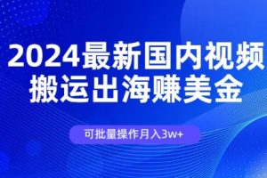 【2024.07.21】2024最新国内视频搬运出海赚美金，可批量操作月入3w百度网盘免费下载-芽米宝库
