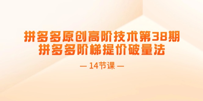 图片[1]-【2024.07.21】拼多多原创高阶技术第38期，拼多多阶梯提价破量法（14节课）百度网盘免费下载-芽米宝库