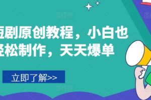 【2024.07.20】音乐短剧原创教程，小白也可轻松制作，天天爆单百度网盘免费下载-芽米宝库