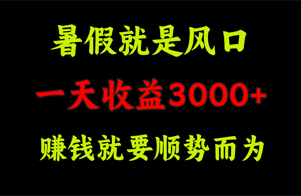 图片[1]-【2024.07.20】一天收益3000+ 赚钱就是顺势而为，暑假就是风口百度网盘免费下载-芽米宝库