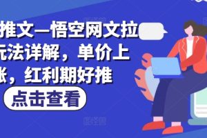 【2024.07.19】小说推文—悟空网文拉新玩法详解，单价上涨，红利期好推百度网盘免费下载-芽米宝库