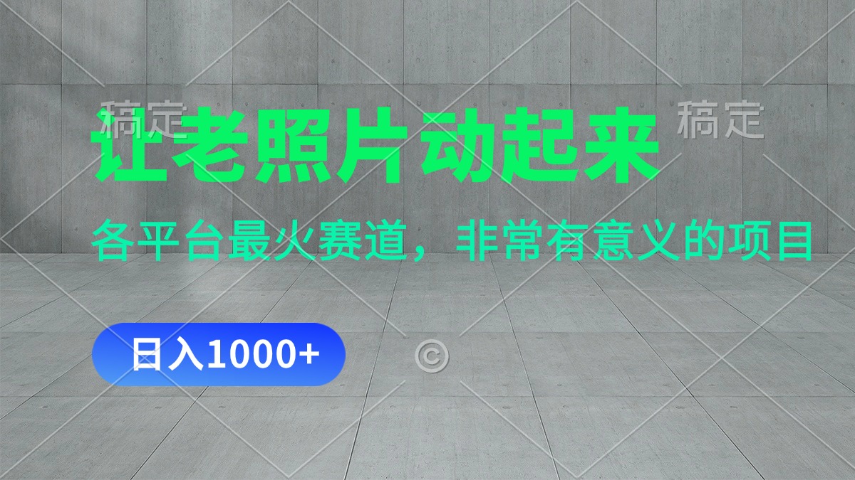 图片[1]-【2024.07.19】让老照片动起来，一天变现1000+，各平台最火赛道，看完就会百度网盘免费下载-芽米宝库