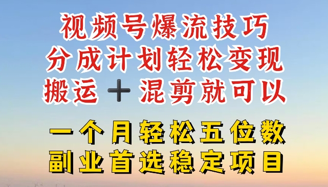 图片[1]-【2024.07.18】视频号爆流技巧，分成计划轻松变现，搬运 +混剪就可以，一个月轻松五位数稳定项目百度网盘免费下载-芽米宝库