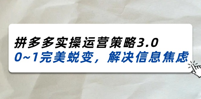 图片[1]-【2024.07.18】2024_2025拼多多实操运营策略3.0，0~1完美蜕变，解决信息焦虑（38节）百度网盘免费下载-芽米宝库